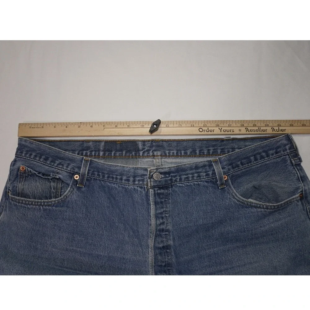 Levi's 501xx W48 L32 Blue Denim Straight Leg Jeans Made In USA Vintage